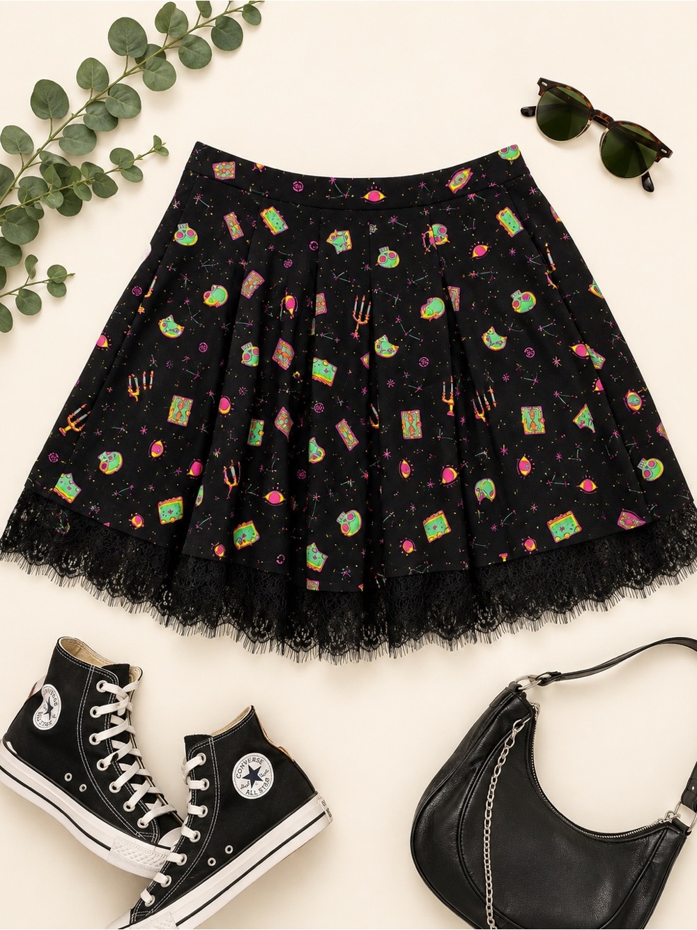 Disney Her Universe Halloween Celestial Lace Skirt Black Medium